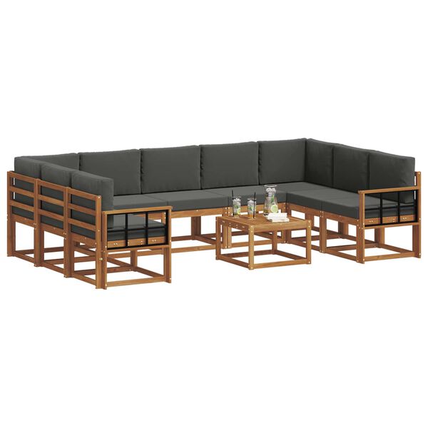 vidaXL Zestaw sof na zewnątrz 10 pcs Naturalny i Antracytowy