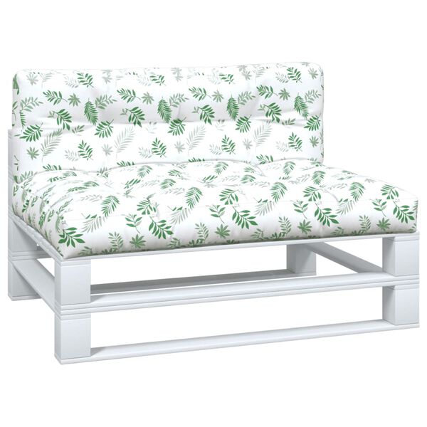 vidaXL Poduszki na sofę z palet, 2 szt., wz&oacute;r w liście, tkanina