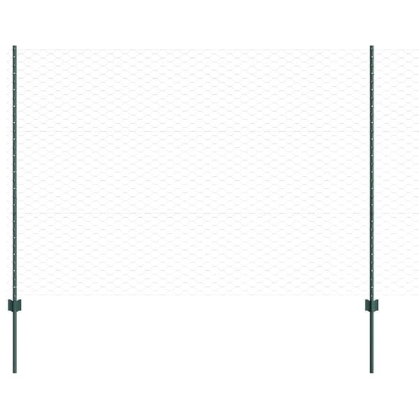 vidaXL Ogrodzenie z słupkiem Zielony 1,5 x 50 m Stal i PVC