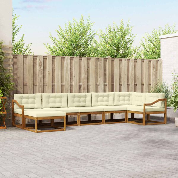 vidaXL Zestaw sof na zewnątrz z poduszką 7 pcs Naturalny i Kremowy