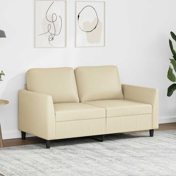 vidaXL 2-osobowa sofa, kremowy, 120 cm, sztuczna sk&oacute;ra