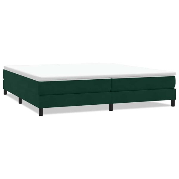 vidaXL Ł&oacute;żko Box Spring bez materaca Ciemnozielone 200x210 cm Aksamit