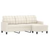 vidaXL 3-osobowa sofa z podn&oacute;żkiem, kremowa, 180 cm, sztuczna sk&oacute;ra
