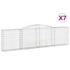 vidaXL Kosze gabionowe, 7 szt, 400x30x100/120 cm, galwanizowane żelazo