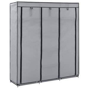 vidaXL Szafa z przegrodami i drążkami, szara, 150x45x175 cm, tkanina