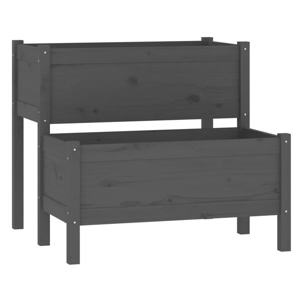 vidaXL Donica, szara, 84,5x84x75 cm, lite drewno sosnowe