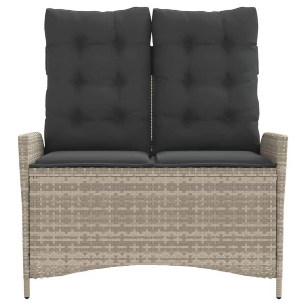 vidaXL Rozkładana ławka ogrodowa z poduszkami, jasnoszara, polirattan