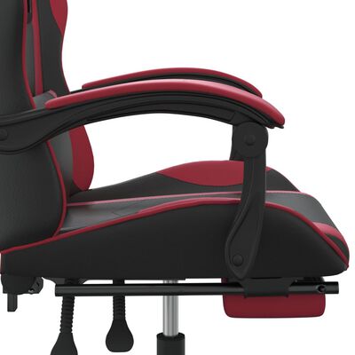 vidaXL Fotel gamingowy z podnóżkiem, czarny i wino, sztuczna skóra