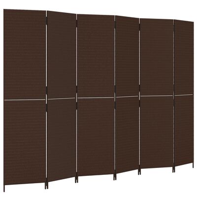 vidaXL Parawan 6-panelowy, brązowy, polirattan