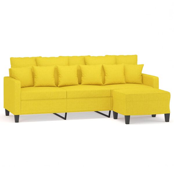 vidaXL 3-osobowa sofa z podn&oacute;żkiem, jasnoż&oacute;łty, 180 cm, tkaniną