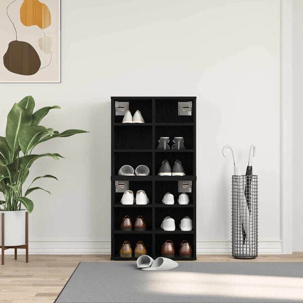 vidaXL Szafka na buty z p&oacute;łką 2 pcs Czarny Dąb 52 x 30 x 50,5 cm