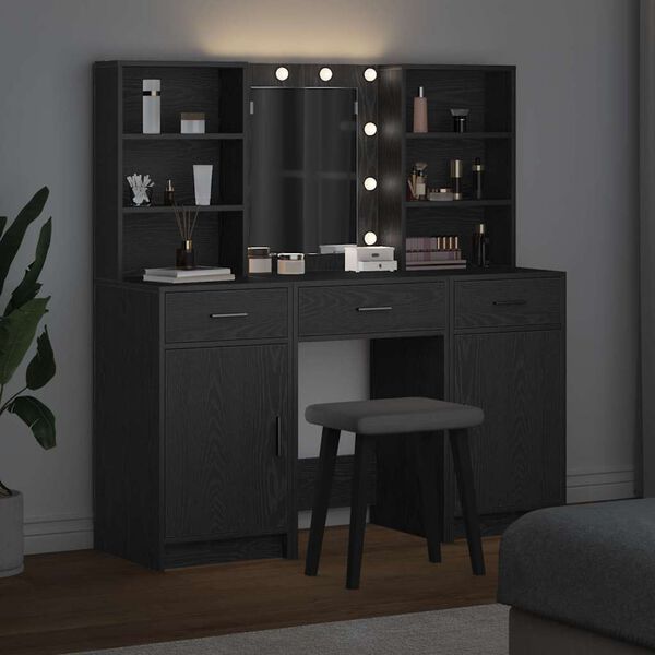 vidaXL Zestaw toaletki 3 pcs Czarny dąb Materiał drewnopochodny