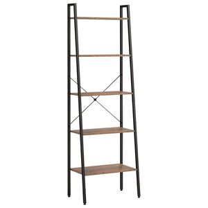 vidaXL Regał drabina z 5 p&oacute;łkami, ciemnobrązowo-czarny, 56x35x174 cm