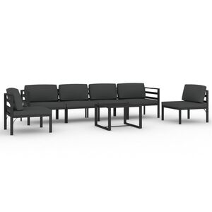 vidaXL 7-cz. zestaw mebli ogrodowych, poduszki, aluminium, antracyt