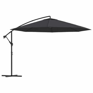 vidaXL Parasol wiszący z stalowym słupkiem, 350 cm, czarny