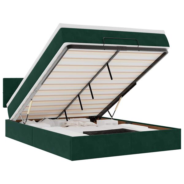vidaXL Rama ł&oacute;żka otomana z materacem, zielona, 140x200cm, aksamit