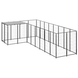 vidaXL Kojec dla psa, czarny, 6,05 m&sup2;, stalowy