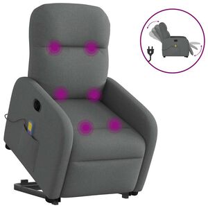 vidaXL Podnoszony fotel masujący, elektryczny, rozkładany, ciemnoszary