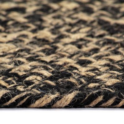 vidaXL Ręcznie wykonany dywan, juta, czarny i naturalny, 120 cm