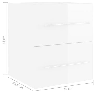 vidaXL Szafka pod umywalkę, biała, wysoki połysk, 41x38,5x48 cm, płyta
