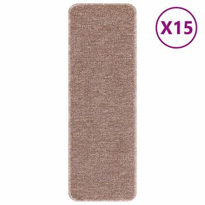vidaXL Mats antypoślizgowe na schody 15 pcs Jasnobrązowy 60 x 25 cm PP
