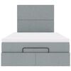 vidaXL Rama ł&oacute;żka otomana z materacem, jasnoszara, 120x200 cm, tkanina