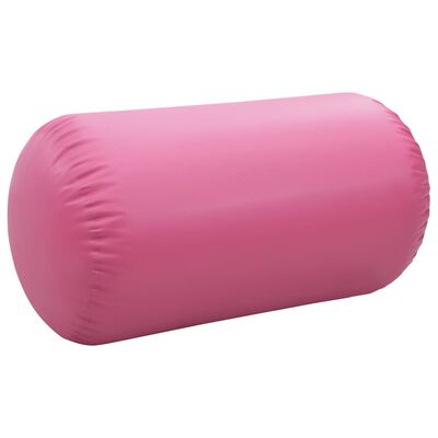 vidaXL Dmuchany wałek gimnastyczny z pompką, 120x75 cm, PVC, różowy