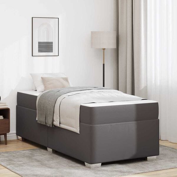 vidaXL Ramka łóżka z materacem Szary 100 x 200 cm tkanina