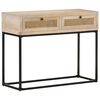 vidaXL Stolik konsolowy, 100x35x76 cm, lite drewno mango i trzcina