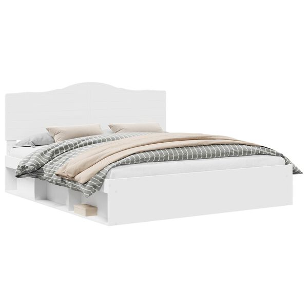 vidaXL Ramka ł&oacute;żka Z zagł&oacute;wkiem Biały 180 x 200 cm Lite drewno sosnowe