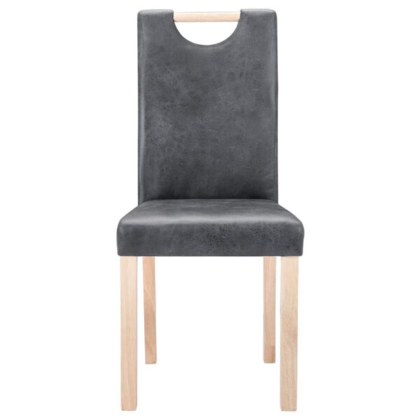 vidaXL Krzesła stołowe, 2 szt., szare, sztuczna sk&oacute;ra zamszowa