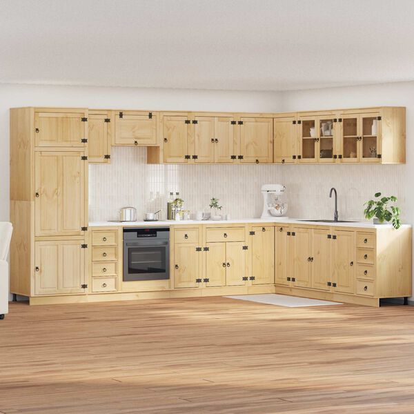 vidaXL Szafkowy z szufladą SKI 14 pcs Miodowy Brąz Lite drewno sosnowe