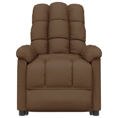 vidaXL Rozkładany fotel masujący, elektryczny, brązowy, obity tkaniną
