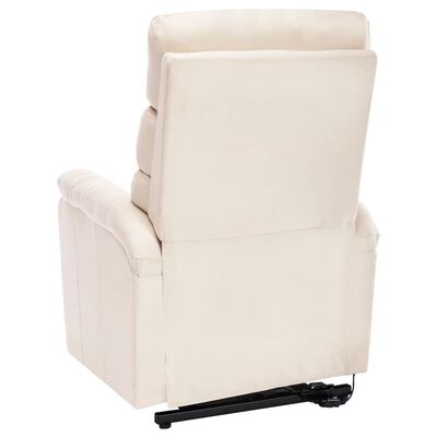 vidaXL Fotel rozkładany, masujący, podnoszony, kremowy, tkanina