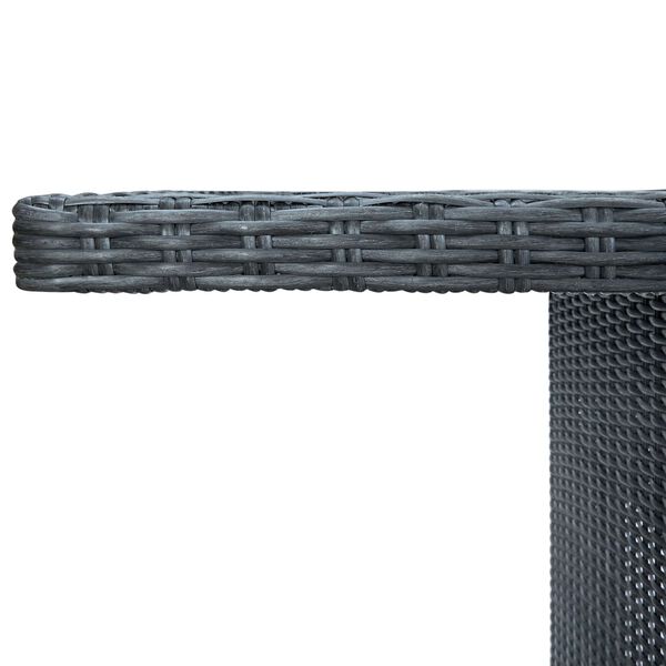 vidaXL Stół ogrodowy, ciemnoszary, polirattan i szkło hartowane