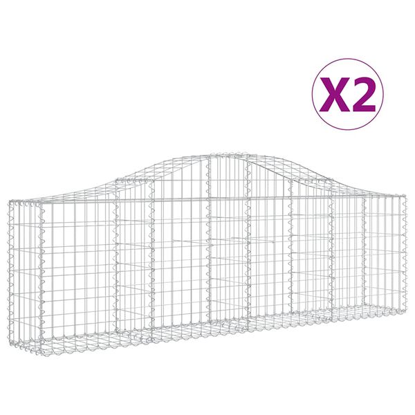 vidaXL Kosze gabionowe, 2 szt, 200x30x60/80 cm, galwanizowane żelazo