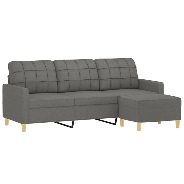 vidaXL 3-osobowa sofa z podn&oacute;żkiem, ciemnoszary, 180 cm, tkaniną