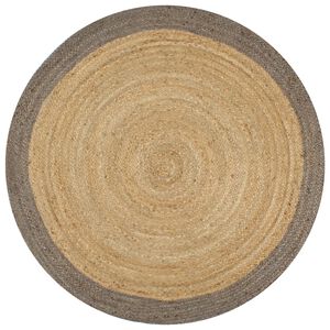 vidaXL Ręcznie wykonany dywanik, juta, szara krawędź, 90 cm