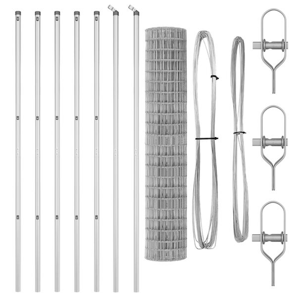 vidaXL Ogrodzenie z słupkiem Srebrny 1,6 x 10 m Stal i PVC