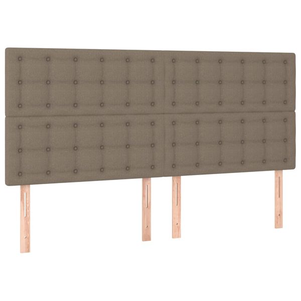 vidaXL Zagłówek do łóżka z LED, taupe, 200x5x118/128 cm, tkanina