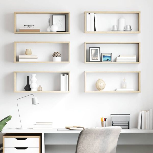 vidaXL P&oacute;łki ścienne kostki, 6 szt., dąb sonoma, 60x15x23 cm