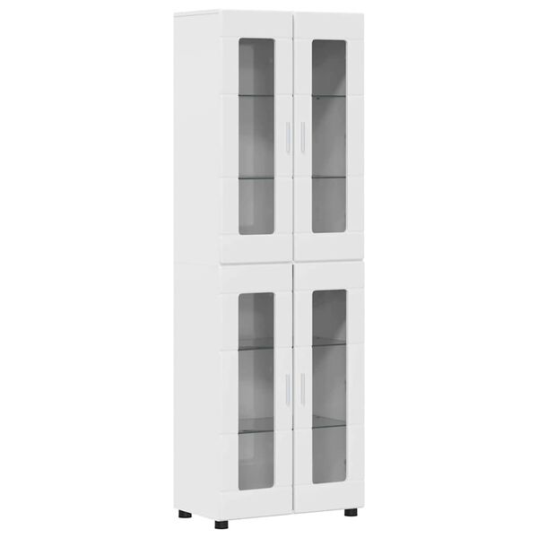 vidaXL Highboard z p&oacute;łką FLORIN Wysoki połysk biały 60 x 35 x 182 cm