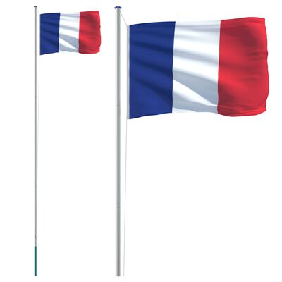 vidaXL Flaga Francji z masztem, 6,23 m, aluminium