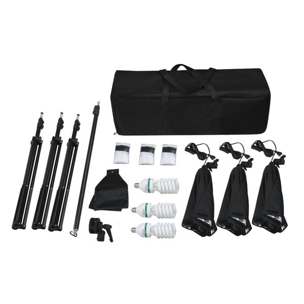 vidaXL Fotograficzny zestaw studyjny z lampami softbox i tłem