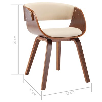 vidaXL Krzesła do jadalni, 4 szt., kremowe, gięte drewno i ekoskóra