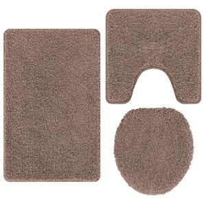 vidaXL Zestaw mat łazienkowych antypoślizgowych 3 pcs Brązowy PP