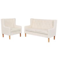 vidaXL Zestaw wypoczynkowy - sofa i fotel, kremowe