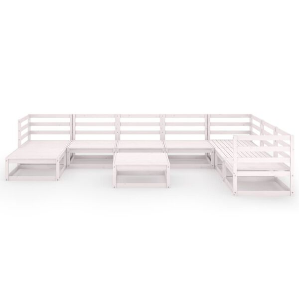 vidaXL 9-cz. zestaw mebli wypoczynkowych do ogrodu, biały, sosnowy