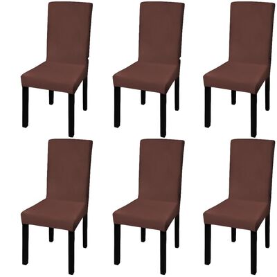 vidaXL Elastyczne pokrowce na krzesła, 6 szt., brązowe