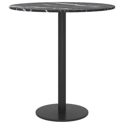 vidaXL Blat do stołu, czarny, Ø40x0,8 cm, szkło ze wzorem marmuru